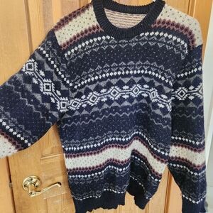 Granola Girl Navy Patterned Sweater